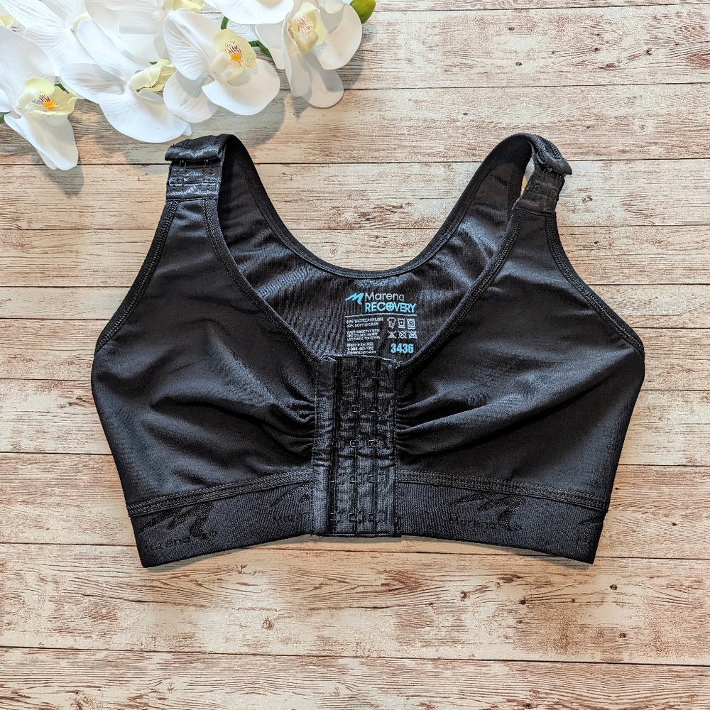 Marena black unlined wirefree recovery bra bralette band size 34/36 EUC